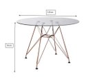 Ver imagem 2 de Mesa Eiffel Redonda 110cm Tampo de Vidro com Base de Ferro Cobre