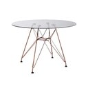 Ver imagem 1 de Mesa Eiffel Redonda 110cm Tampo de Vidro com Base de Ferro Cobre