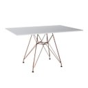 Ver imagem 1 de Mesa Eiffel Retangular 120x75 Tampo de Madeira Branco com Base de Ferro Cobre