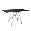 Ver imagem 1 de Mesa Eiffel Retangular 120x75 Tampo de Madeira Preto com Base de Ferro Cobre