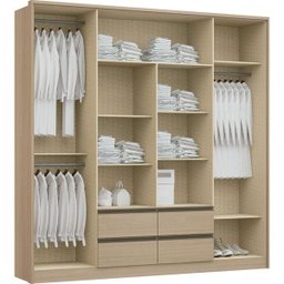 Guarda-Roupa Casal 4 Portas 4 Gavetas Luxus - Nogueira - 3