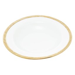 Cj 6 Pratos Fundos de Porcelana Paddy Branco/dourado 22cm Wolff - 3