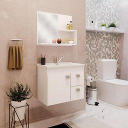 Conjunto para Banheiro com 1 Porta e 2 Gavetas Isa-MGM Móveis. - Branco - 4