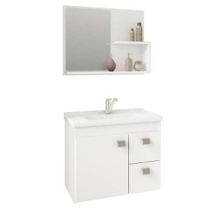 Conjunto para Banheiro com 1 Porta e 2 Gavetas Isa-MGM Móveis. - Branco