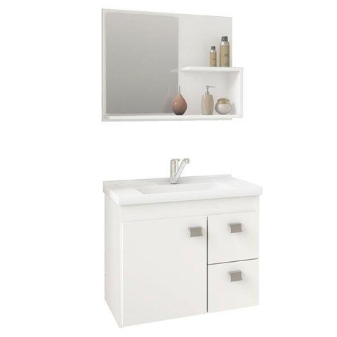Conjunto para Banheiro com 1 Porta e 2 Gavetas Isa-MGM Móveis. - Branco