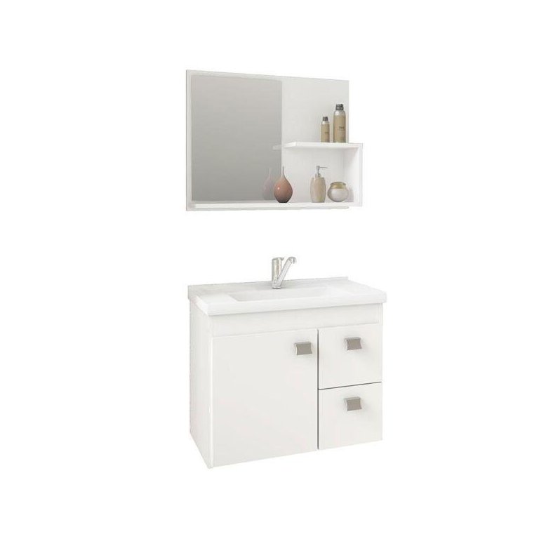 Conjunto para Banheiro com 1 Porta e 2 Gavetas Isa-MGM Móveis. - Branco