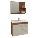 Ver imagem 1 de Conjunto para Banheiro com 1 Porta e 2 Gavetas Isa-MGM Móveis. - Amendoa / Off white