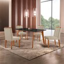Ver imagem 1 de Conjunto Sala de Jantar Mesa Paris Madeira Maciça 140x80cm Tampo Retângular Vidro Preto com 4 Cadeir