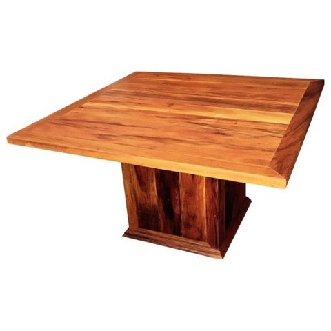 Mesa Quadrada de Peroba Rosa com Base Única