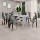 Ver imagem 1 de Conjunto de Mesa com 8 Cadeiras para Sala de Jantar Lara Preto/Cinza