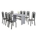 Ver imagem 2 de Conjunto de Mesa com 8 Cadeiras para Sala de Jantar Lara Preto/Cinza