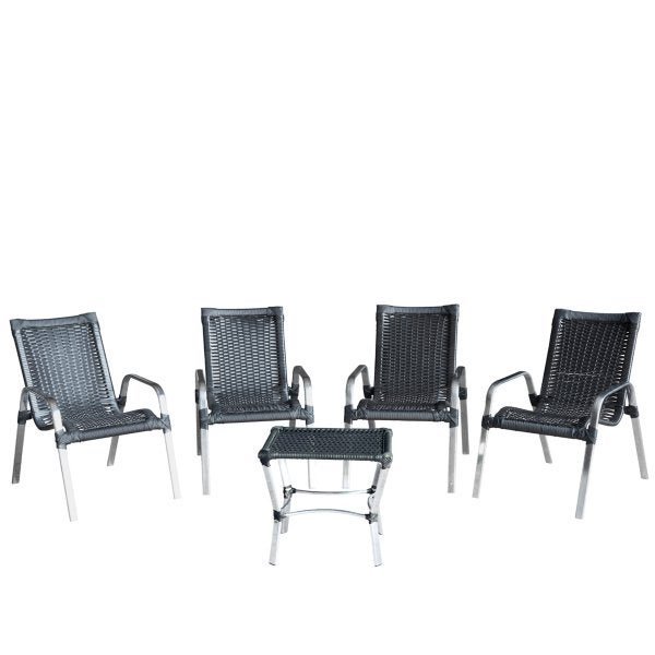 4 Cadeiras de Área Externa Colômbia com mesa de centro de Alumínio, Varanda, Edícula, Tabaco UMABOX - 1