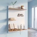 Ver imagem 2 de Prateleira Cantinho da Oração Painel Suspenso MDF Branco Amadeirado Letra 3D
