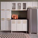 Ver imagem 1 de Cozinha de Aço Completa Diamante 14 Portas 3 Gavetas com Vidro Branco 818470 - Telasul