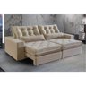 Sofá Paris Luxo 2,50 Retrátil e Reclinável, Pillow com Molas Ensacadas Suede - Bege Castor - 2