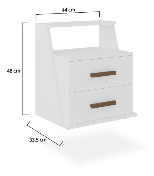 mesa de cabeceira suspensa duas gavetas oregon - branco - 2