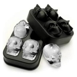Forma de Silicone Gelo Formato Caveira Crânio 3d 4 Caveiras - 1