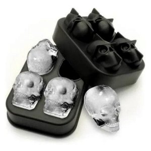 Forma de Silicone Gelo Formato Caveira Crânio 3d 4 Caveiras