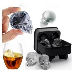 Forma de Silicone Gelo Formato Caveira Crânio 3d 4 Caveiras - 5