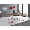 Ver imagem 2 de Escrivaninha Bela Vista Cavalete Tampo Imbuia Base Ferro Vermelho - Cor: Marrom