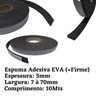 Espuma Fita Adesiva EVA | Borracha Vedação | e=5mm X 10 Mts | Preta - 60mm - 1
