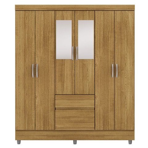 Guarda-roupa Casal 6 Portas 2 Gavetas com Espelho Ideval Nature