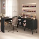 Ver imagem 1 de Mesa de Manicure Profissional em L com 3 Gavetas Jady Multimóveis Mp6041 Preto