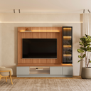 Ver mais imagens de Rack com Painel e Cristaleira 2 Portas com LED Magnata Canela/Gris