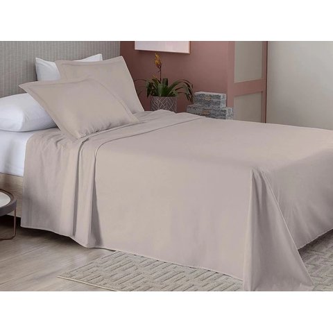 Jogo de Cama Casal Neo Essencial 180 fios 100%Algodão 4Peças Cor: Bege