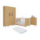 Ver imagem 1 de Quarto de Bebê Completo Berço Americano 3 em 1 Colchão Bombom Multimóveis Mp4634 Madeirado