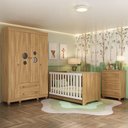 Ver imagem 2 de Quarto de Bebê Completo Berço Americano 3 em 1 Colchão Bombom Multimóveis Mp4634 Madeirado