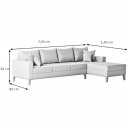 Ver imagem 5 de Sofá Beny com Chaise Direita, 2,60x1,40m, 4 Lugares, Linho, Base em Madeira. (bege)