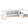 Sofá Beny com Chaise Direita, 2,60x1,40m, 4 Lugares, Linho, Base em Madeira. (bege) - 2