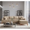 Ver imagem 1 de Sofá Beny com Chaise Direita, 2,60x1,40m, 4 Lugares, Linho, Base em Madeira. (bege)