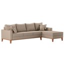 Ver imagem 3 de Sofá Beny com Chaise Direita, 2,60x1,40m, 4 Lugares, Linho, Base em Madeira.