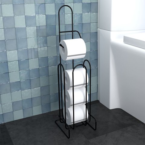 Porta Papel Higiênico de Chão Isabela Preto