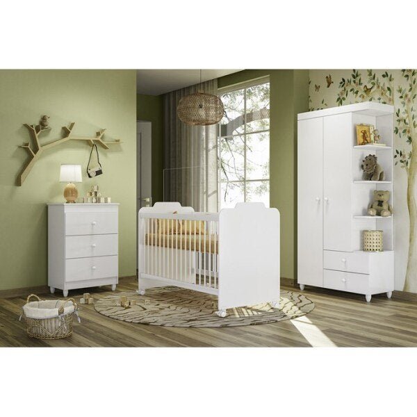 Quarto Completo Infantil Com Colchão New Ternura 9000 Branco Peternella - 6