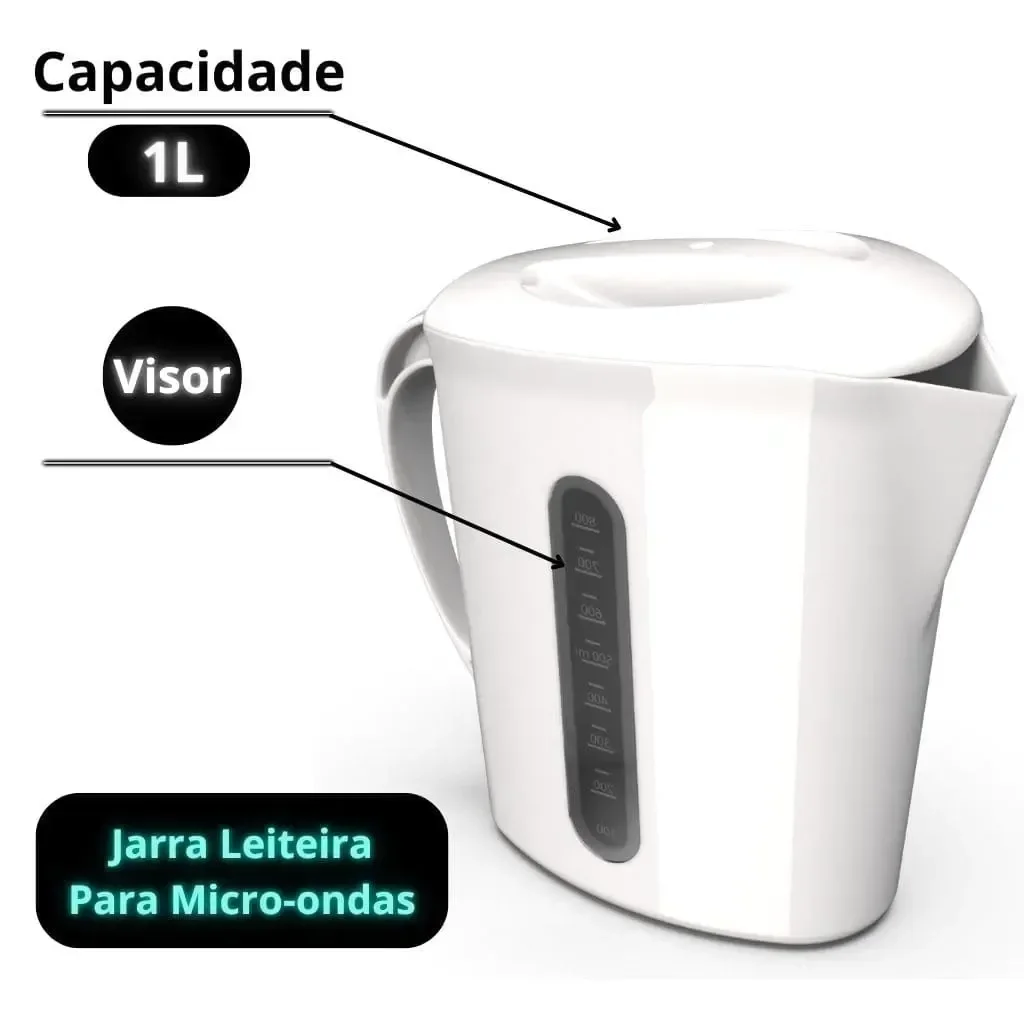 Ver imagem 2 de Jarra Leiteira com Tampa de 1l Ideal para Leite Suco Água:branco