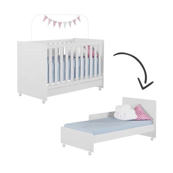 Quarto Completo Infantil Com Colchão New Diamante 6550 Branco Peternella - 4