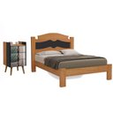 Ver imagem 1 de Jogo Quarto Cama Casal + Mesa Cabeceira 3 Gavetas C/ Espelho