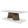 Mesa de Jantar Retangular Capela Tampo com Vidro Base Ripada Madeira Maciça:branco / Imbuia/260x120 - 1