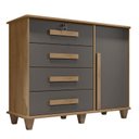 Ver imagem 1 de Cômoda com Sapateira 120cm 4 Gavetas Quarto Grécia RV Móveis Cinamomo/Grafite