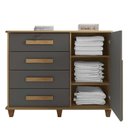 Ver imagem 2 de Cômoda com Sapateira 120cm 4 Gavetas Quarto Grécia RV Móveis Cinamomo/Grafite
