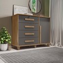 Ver imagem 3 de Cômoda com Sapateira 120cm 4 Gavetas Quarto Grécia RV Móveis Cinamomo/Grafite