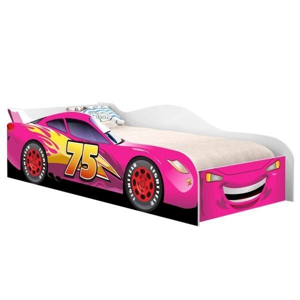 Cama Quarto Juvenil Carro com Grade de Proteção - Rosa - 1