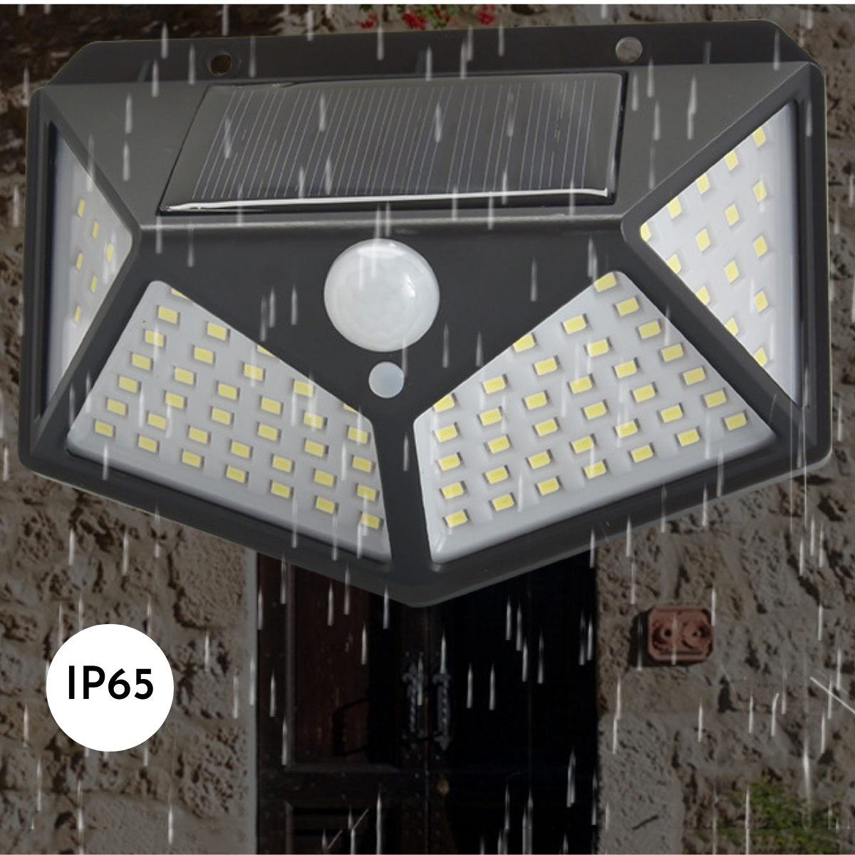 2 Luminárias Solares Externas 100 Leds Com Sensor De Presença Para