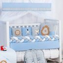 Ver imagem 1 de Kit de Berço Safári Baby Azul 100% Algodão Americano 10 peças