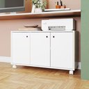 Ver imagem 2 de Balcão em Mdp com 3 Portas 1 Prateleira e 4 Pés Rodízio Brv Móveis Branco