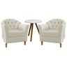 Conjunto 2 Poltrona Opala Capitonê + Mesa Lateral Suede Bege - 1