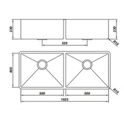Cuba Linha Reta Lr 50/50 Handmade Escovado 1060x400x230mm - 3